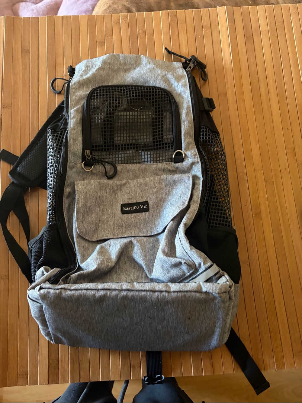 Gray and Black Small Pet Carrier Backpack